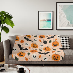 Bats And Pumpkins Halloween Blanket