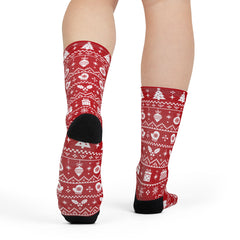 Winter Holiday Pattern Red Comfort Christmas Socks