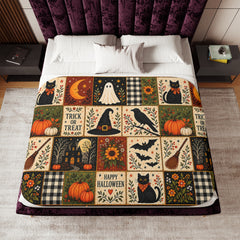 Vintage Sherpa Halloween Blanket