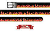 Black Wicked Fire Halloween Belt with Metal Buckle