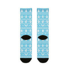 Winter Holiday Pattern Blue Comfort Christmas Socks