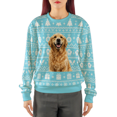 Custom Winter Holiday Pattern Blue Christmas Sweater