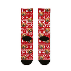 Custom Winter Holiday Pattern Red Comfort Christmas Socks