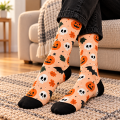 Bats And Pumpkins Halloween Socks