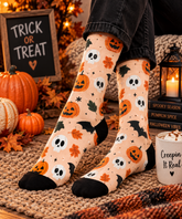 Bats And Pumpkins Halloween Socks