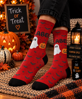Custom Ghost And Pumpkin Halloween Socks