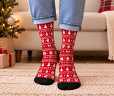 Winter Holiday Pattern Red Comfort Christmas Socks