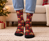 Custom Red Plaid Tartan Comfort Christmas Socks