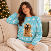 Custom Winter Holiday Pattern Blue Christmas Sweater