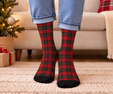 Red Plaid Tartan Comfort Christmas Socks