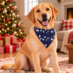 Decorative Christmas Pet Bandana Navy Blue
