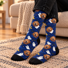 Custom Flying Boo Halloween Socks
