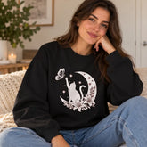 Cat And Moon Halloween Sweatshirt