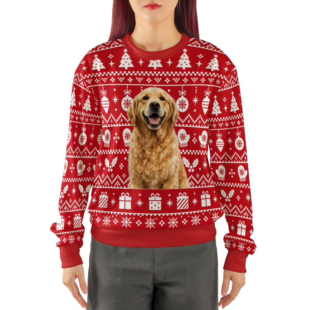 Custom Winter Holiday Pattern Red Christmas Sweater