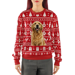Custom Winter Holiday Pattern Red Christmas Sweater