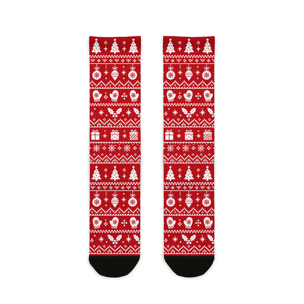 Winter Holiday Pattern Red Comfort Christmas Socks