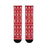 Winter Holiday Pattern Red Comfort Christmas Socks