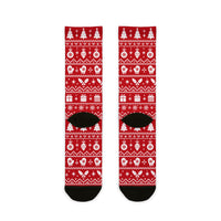 Winter Holiday Pattern Red Comfort Christmas Socks