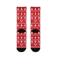 Winter Holiday Pattern Red Comfort Christmas Socks