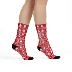 Winter Holiday Pattern Red Comfort Christmas Socks