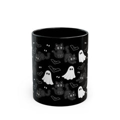 Monochrome Kawaii Halloween Pattern Halloween Mug