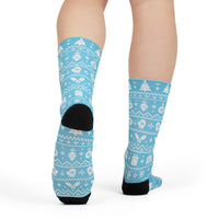 Winter Holiday Pattern Blue Comfort Christmas Socks