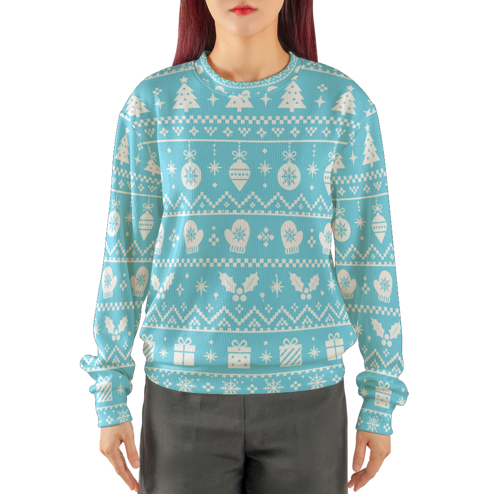 Winter Holiday Pattern Christmas Crew Neck Sweater
