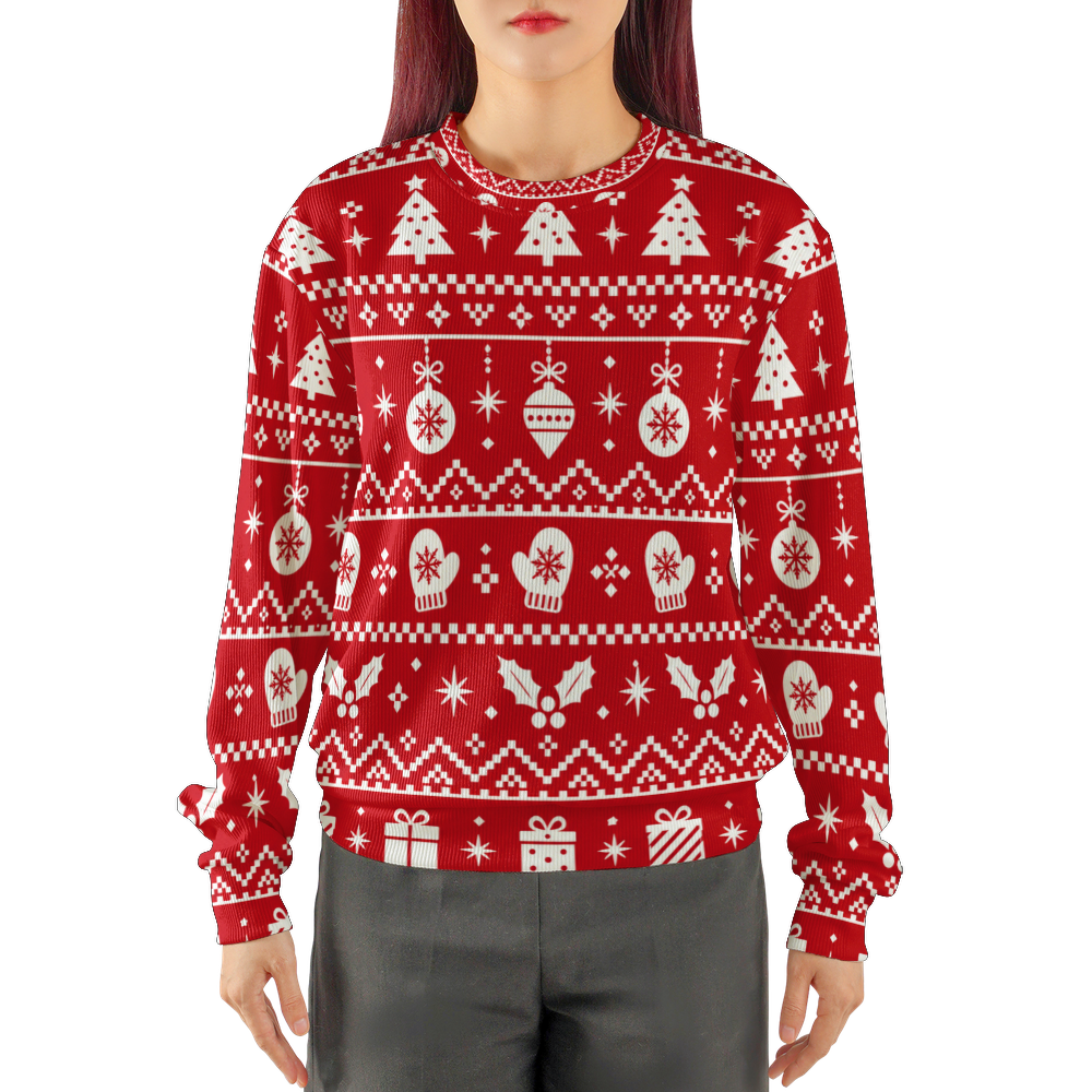 Winter Holiday Pattern Red Christmas Sweater