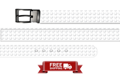 White Swing Path Belt With Metal Buckle