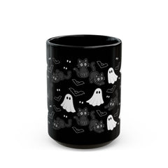 Monochrome Kawaii Halloween Pattern Halloween Mug