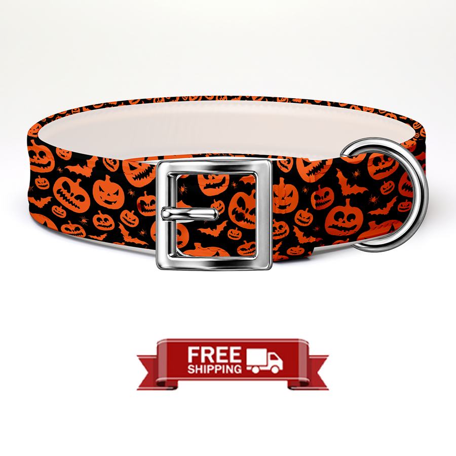 Black Pumpkin Halloween Dog Collar