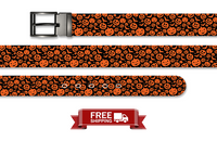 Black Pumpkin Parade Halloween Belt with Metal Buckle