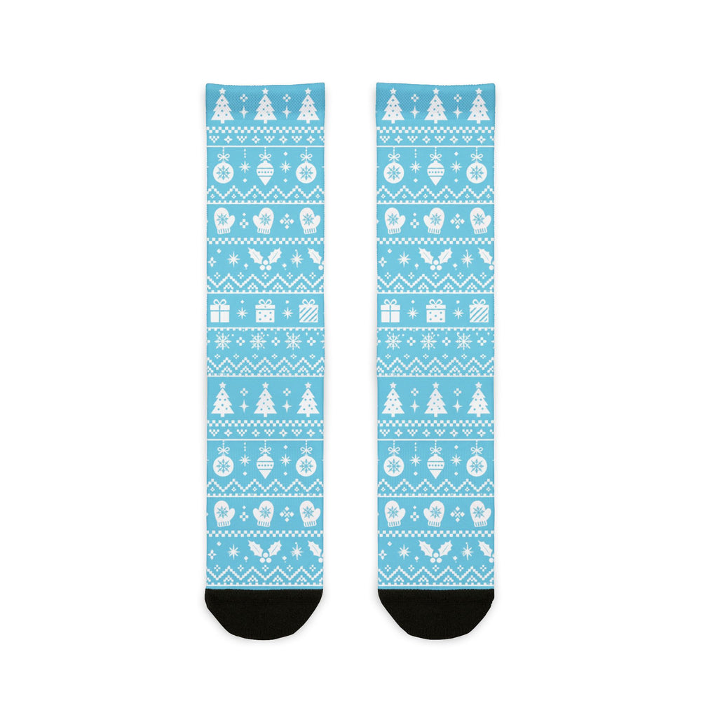 Winter Holiday Pattern Blue Comfort Christmas Socks