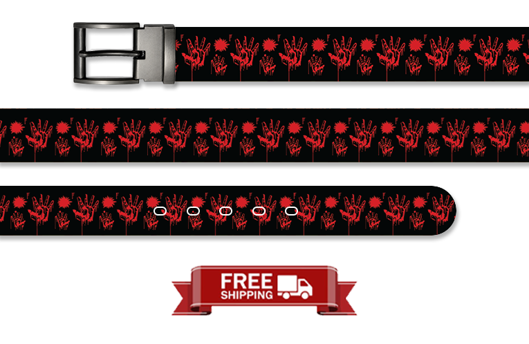 Black Haunted Hands Halloween Belt with Metal Buckle