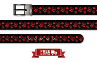 Black Haunted Hands Halloween Belt with Metal Buckle