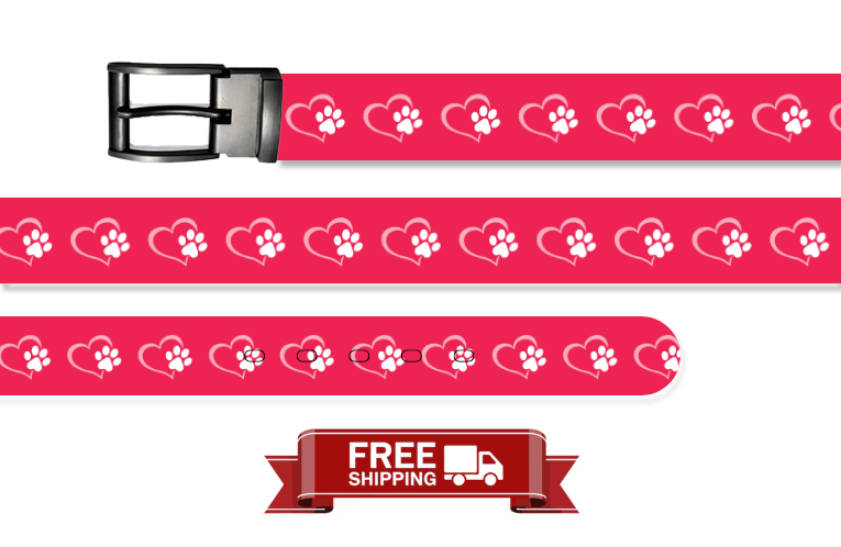 Paw Hearts-Pink Belt With Metal Buckle