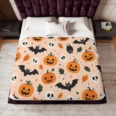 Bats And Pumpkins Halloween Blanket