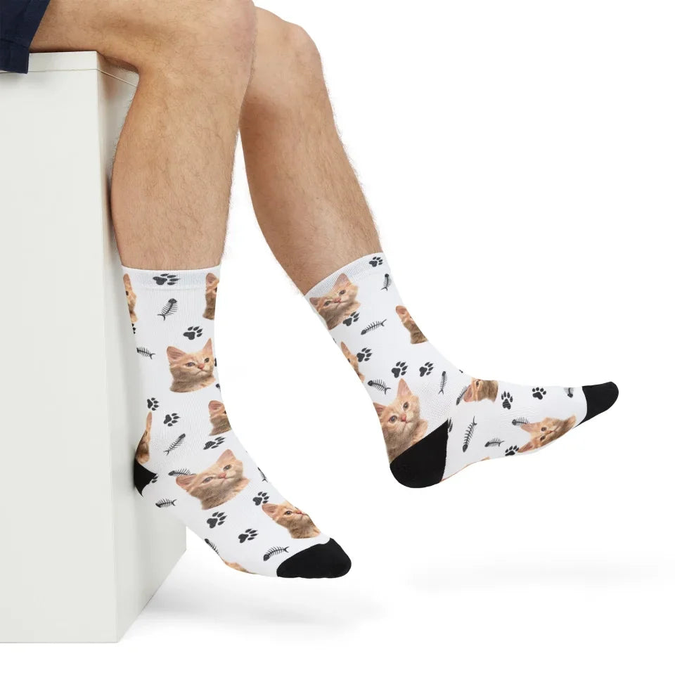 Custom Cat Face Socks.