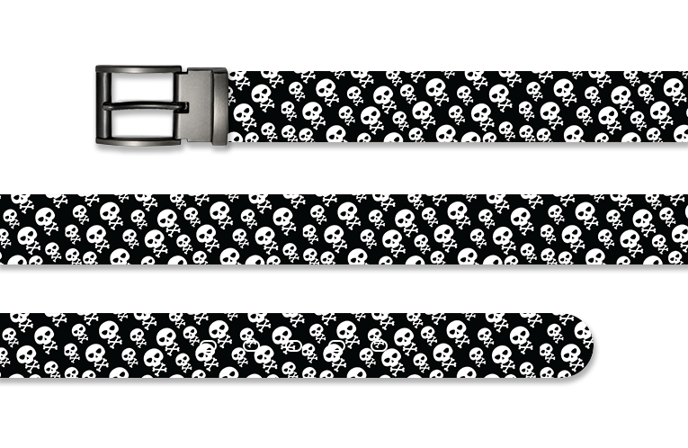 Black Midnight Skull Halloween Belt