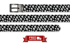 Black Midnight Skull Halloween Belt with Metal Buckle