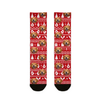 Custom Winter Holiday Pattern Red Comfort Christmas Socks