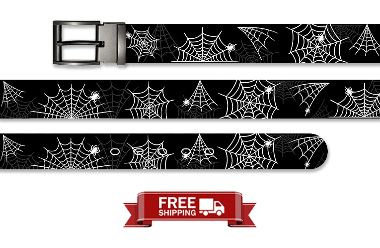 Black Widow's Web Halloween Belt with Metal Buckle