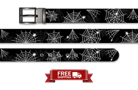 Black Widow's Web Halloween Belt with Metal Buckle