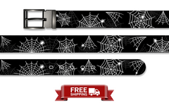 Black Widow's Web Halloween Belt with Metal Buckle