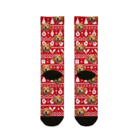 Custom Winter Holiday Pattern Red Comfort Christmas Socks