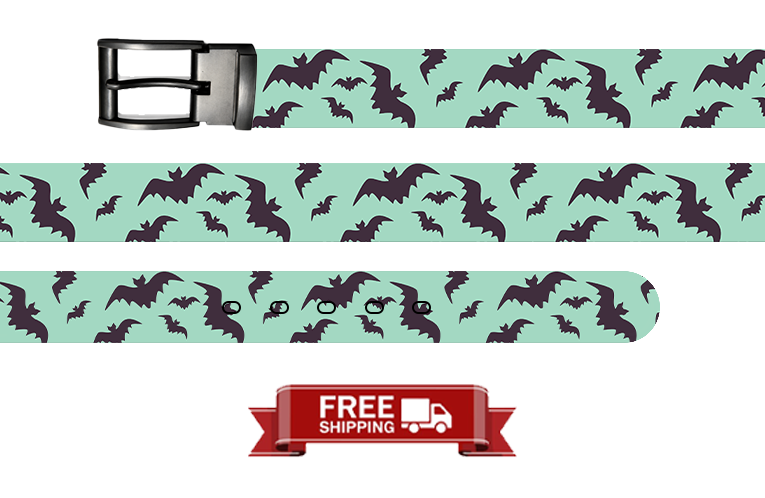 Bats Halloween Belt with Metal Buckle