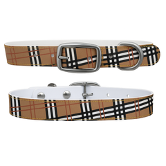 Khaki Plaid Dog Collar