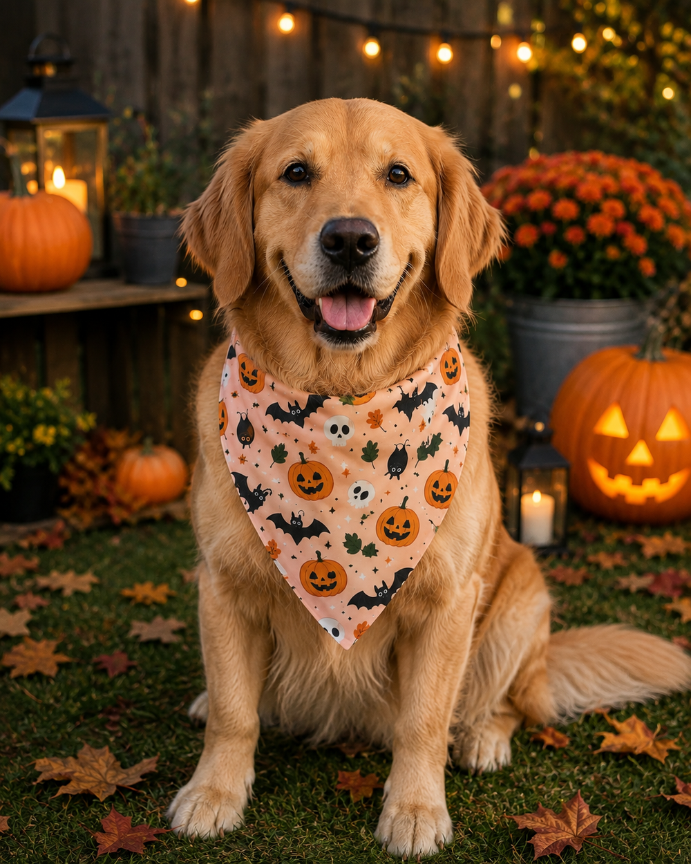 Bats And Pumpkins Halloween Bandana