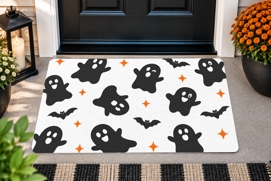 Bats And Boo Halloween Mat