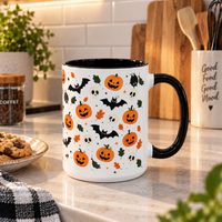 Pumpkins And Bats Halloween Mug